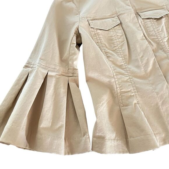 Zara Cropped Bell Sleeve Khaki Jacket - Picture 4 of 9